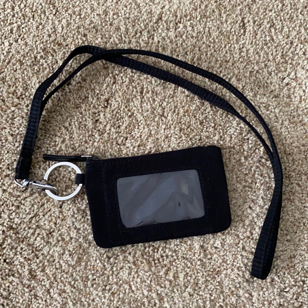 Black Vera Bradley Landyard + Wallet